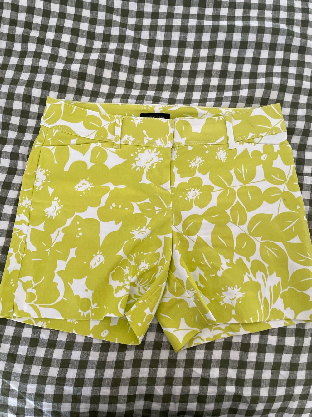 The Limited Lime Green and White Floral Bermuda Shorts